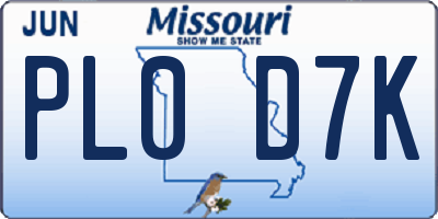 MO license plate PL0D7K