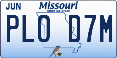 MO license plate PL0D7M