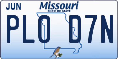 MO license plate PL0D7N