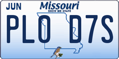 MO license plate PL0D7S
