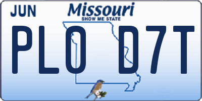 MO license plate PL0D7T