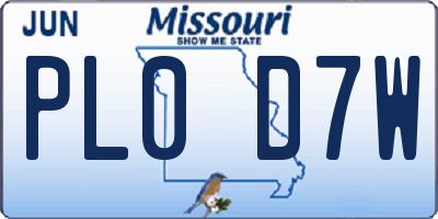 MO license plate PL0D7W