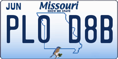 MO license plate PL0D8B