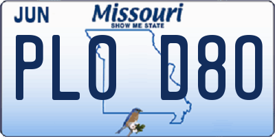 MO license plate PL0D8O