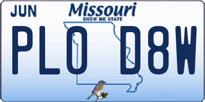 MO license plate PL0D8W
