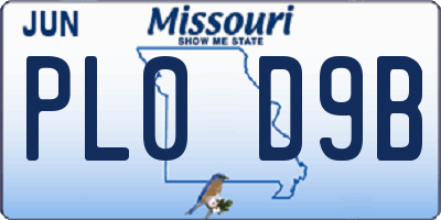 MO license plate PL0D9B