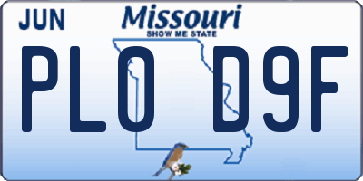MO license plate PL0D9F