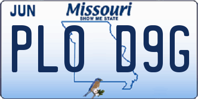MO license plate PL0D9G