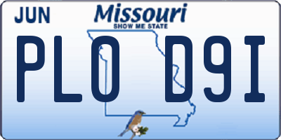 MO license plate PL0D9I