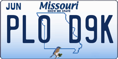 MO license plate PL0D9K