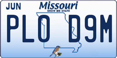 MO license plate PL0D9M