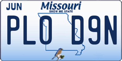 MO license plate PL0D9N