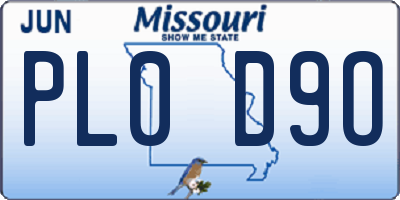MO license plate PL0D9O
