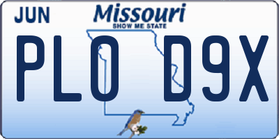 MO license plate PL0D9X
