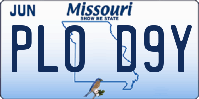 MO license plate PL0D9Y