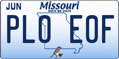 MO license plate PL0E0F
