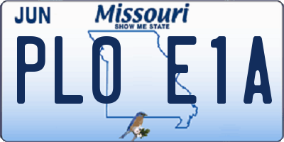 MO license plate PL0E1A