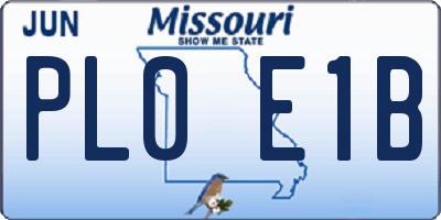 MO license plate PL0E1B