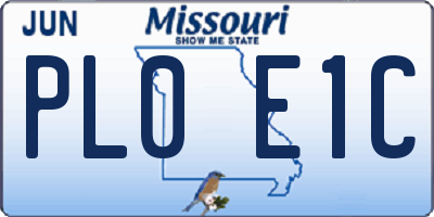MO license plate PL0E1C