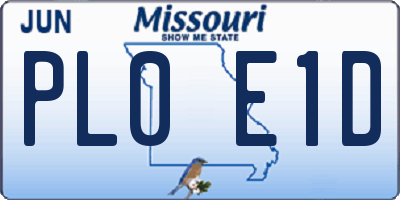 MO license plate PL0E1D