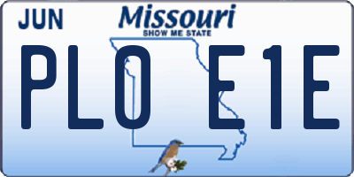 MO license plate PL0E1E