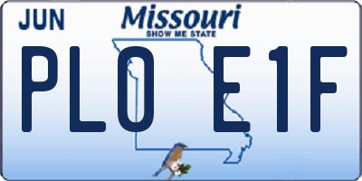 MO license plate PL0E1F