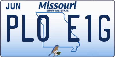 MO license plate PL0E1G