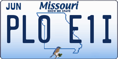 MO license plate PL0E1I