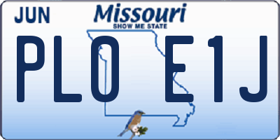 MO license plate PL0E1J