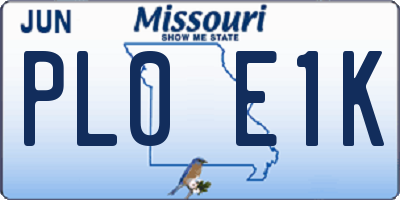 MO license plate PL0E1K