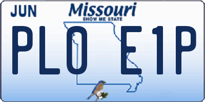 MO license plate PL0E1P