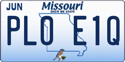 MO license plate PL0E1Q