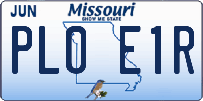 MO license plate PL0E1R