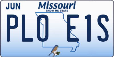 MO license plate PL0E1S
