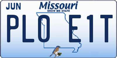 MO license plate PL0E1T