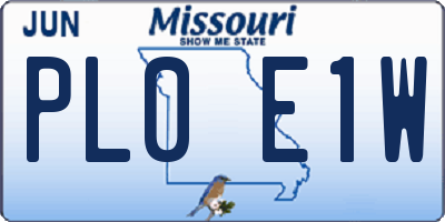 MO license plate PL0E1W