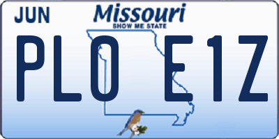 MO license plate PL0E1Z