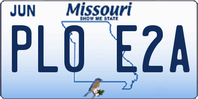 MO license plate PL0E2A