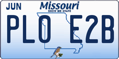 MO license plate PL0E2B