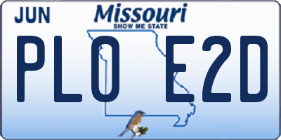 MO license plate PL0E2D