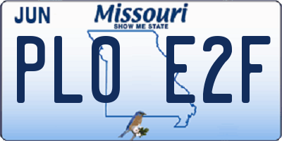 MO license plate PL0E2F