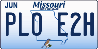MO license plate PL0E2H