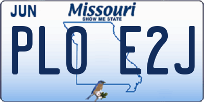 MO license plate PL0E2J