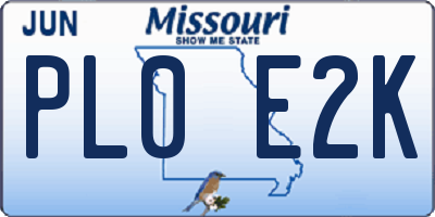 MO license plate PL0E2K