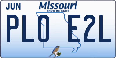 MO license plate PL0E2L
