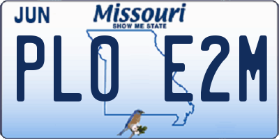 MO license plate PL0E2M