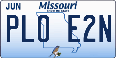 MO license plate PL0E2N