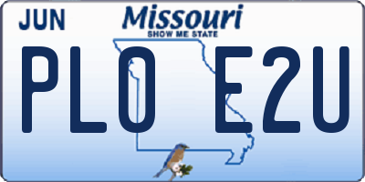 MO license plate PL0E2U