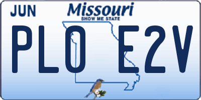 MO license plate PL0E2V