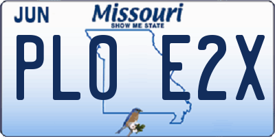 MO license plate PL0E2X